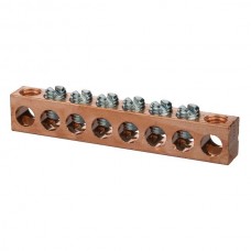 Nsi 4C-14-818 8 Hole Cu.Nuetral Bar Copper Multiple Connector, 4-14 AWG, 9 Holes 7 Circuits Price For 100
