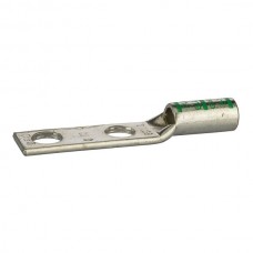 Nsi GL1N-38 Copper Compression Lug Short 1 AWG Copper Compression Lug Short 1 AWG, Peep Insp Hole, 3/8" Bolt Size, 2 Hole 1" Hole Spacing, GREEN Price For 50