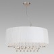 Amlite - CP4229CH - Manhattan Collection - 4-Light Oval Pendant Side Pleated White Shade with Clear Crystal Water Drops - Chrome - GU10 (Included) -120V