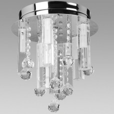 Amlite - FM6179CH -Hampton Collections - 8-Light Flushmount with Crystal Drops - Chrome - G4 Bulbs - 12V