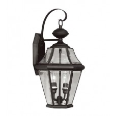 Livex Lighting 2261-04 - Georgetown collection - 2-Light Outdoor Wall Light - Black with Clear Beveled Glass - B10 - E12