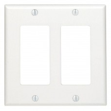 Leviton 80409-W 2-Gang Decora/GFCI Device Wallplate, Standard Size, Thermoset, Device Mount (White)