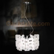 Eurofase 14551-017 - Numero Collections - 8-Light Pendant - Chrome w/ White Frosted Glass Geometric Array