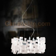 Eurofase 14552-014 - Numero Collections - 12-Light Pendant - Chrome w/ White Frosted Glass Geometric Array