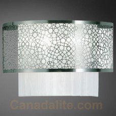 Eurofase 17405-010 - Caledon Collections - 2-Light Wall Sconce  - Satin Nickel w/ White Pleated Fabric Shade