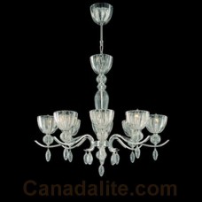 Eurofase 19495-019 - Darius Collections - 8-Light Oval Chandelier - 33.5" Dia. - Chrome w/ Clear Hand Blown Glass