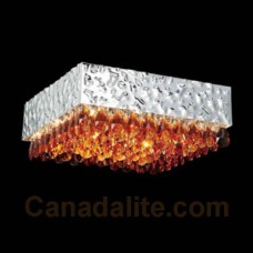 Eurofase 19519-043 - MartellatoCollections - 8-Light Flushmount  - Chrome metal w/ Amber Crystal Drops