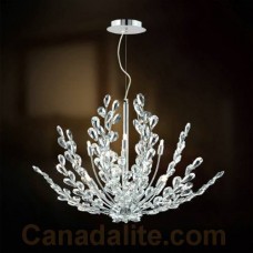 Eurofase 20321-017 - Filigree Collections - 8-Light Pendant  - 28" Dia./ 18.75"H - Clear - Chrome and Branches with Almond Shaped Cut Crystal Elements