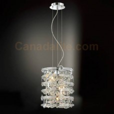 Eurofase 20390-013 - Mica Collections - 3-Light Mini Pendant  - 15.5"H - Laser Cut Chromed Metal Frame w/ Clear Cut Crystal insets and drops