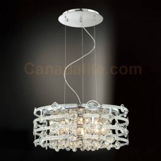Eurofase 20392-017 - Mica Collections - 6-Light Pendant  - 24" Dia. - Laser Cut Chromed Metal Frame w/ Clear Cut Crystal insets and drops