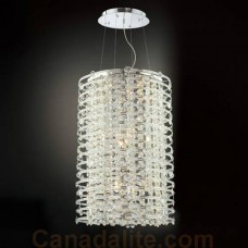 Eurofase 20393-014 - Mica Collections - 12-Light Pendant  - 28" Dia. - Laser Cut Chromed Metal Frame w/ Clear Cut Crystal insets and drops