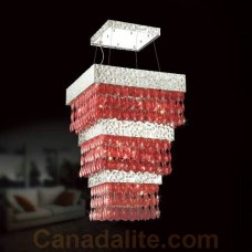 Eurofase 20413-057 - MartellatoCollections - 13-Light Large Pendant  - Chrome metal w/ Red Crystal Drops