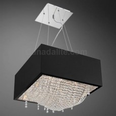 Eurofase 22803-016 - Empire Collections - 4-Light Square Pendant - Crafted Black Wood Frame w/Clear  Crystal beading