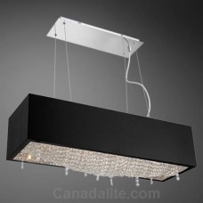 Eurofase 22804-013 - Empire Collections - 4-Light Rectangular Pendant - Crafted Black Wood Frame w/Clear  Crystal beading