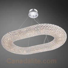 Eurofase 23009-011 - Sola Collections - 24-Light Oval Pendant - 43" L -  Chrome with Clear Crystal Octagons