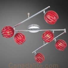 Eurofase 23208-025 - Cosmo Collections - 6-Light  Track  - Chrome w/ Red Glass Shade