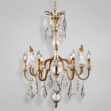 Eurofase 14542-015 - Adivina Collections - 6-Light Chandelier - Antique Gold with Crystal - B10 - E12 - 120V