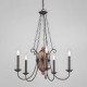 Eurofase 25606-010 - Albero Collections - 5-Light Chandelier - Forged Iron with Treated Oak - B10 Bulbs - E12 - 120V