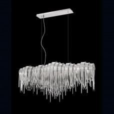 Eurofase 26339-016 - Avenue Collections - 7-Light Linear Chandelier - Draped nickel chain wrapped around curved nickel strips