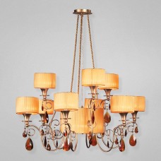 Eurofase 17503-013 - Tempest Collections - 12-Light Chandelier - Gold Leaf with Amber Fabric shade - B10 - E12 - 120V
