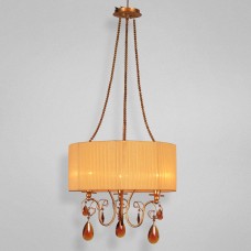 Eurofase 17504-010 - Tempest Collections - 3-Light Chandelier - Gold Leaf with Amber Fabric shade - B10 - E12 - 120V