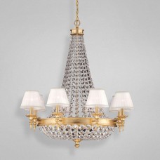 Eurofase 23104-013 - Pietra Collections - 12-Light Chandelier - Antique Gold Leaf with White Lane shade - B10 - E12 - 120V