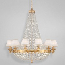 Eurofase 23105-010 - Pietra Collections - 18-Light Chandelier - Antique Gold Leaf with White Lane shade - B10 - E12 - 120V