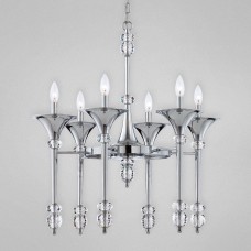 Eurofase 25815-016 - Cannello Collections - 6-Light Chandelier - Chrome with Clear Crystal Accents - B10 Bulbs - E12 Base