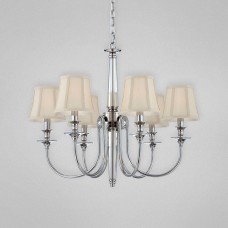 Eurofase 25772-012 - Mona Collections - 6-Light Chandelier - Polished Nickel with Off White Linen - B10 Bulbs - E12 Base