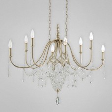 Eurofase 25629-019 - Collana Collections - 8-Light Oval Chandelier - Silver Leaf with Clear Crystal - B10 - 120V