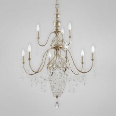 Eurofase 25630-015 - Collana Collections - 9-Light Chandelier - Silver Leaf with Clear Crystal - B10 - 120V