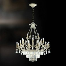 Eurofase 19361-017 - Clairemont Collections - 25-Light Chandelier - Artisan Gold with Clear Crystal - B10 Bulb - E12 Base
