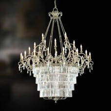 Eurofase 19985-015 - Clairemont Collections - 37-Light Chandelier - Artisan Gold with Clear Crystal - B10 Bulb - E12 Base