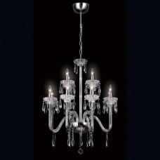 Eurofase 26238-012 - Villa Collections - 12-Light Chandelier - Chrom with Clear Crystal Glass - B10 Bulbs -120V