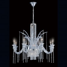 Eurofase 26242-019 - Nava Collections - 14-Light Chandelier - Ice Blue Glass with Ice Blue Crystal - G9 / B10 Bulbs -120V
