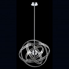 Eurofase 26612-010 - Ace Collections - 6-Light Pendant w/ 3"+6"+12"+18" extension rods - Orbital polished frame with embedded crystal accents comes 