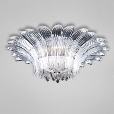 Eurofase 22941-015 - Fiore Collections - 5-Light Flushmount - Chrome with Ribbed Leaflet Glass - B10 Bulb - E12 Base