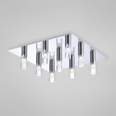 Eurofase 25676-013- Sphere Collections - 9-Light Sqare LED Flushmount - Chrome with Clear/Frost Glass - LED  Bulbs - 120V