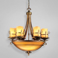 Eurofase 14578-014 - Rustico Collections - 9-Light Chandelier - Antique Gold w/ Honey Glass - A19 Bulbs - E26 - 120V