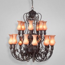 Eurofase 17495-011 - Richtree Collections - 18-Light Chandelier - Aged Bronze w/ Amber Glass - T10 Bulbs - E26 - 120V