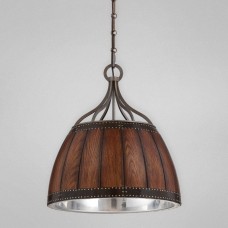 Eurofase 25637-014 - Mano Collections - 1-Light Pendant - Wood / Forged Iron with Silver Reflector - A19 - 120V
