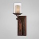 Eurofase 25639-018 - Mano Collections - 1-Light Wall Sconce - Wood / Forged Iron with Clear / Candle Glass - B10 - E12 - 120V