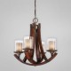 Eurofase 25640-014 - Mano Collections - 4-Light Chandelier - Wood / Forged Iron with Clear / Candle Glass - B10 - E12 - 120V