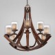 Eurofase 25642-018 - Mano Collections - 8-Light Chandelier - Wood / Forged Iron with Clear / Candle Glass - B10 - E12 - 120V