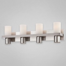 Eurofase 23279-025 - Pillar Collections - 4+4-Light BathBar  - Brushed Nickel w/ Opal White Glass - A19 / GU10 Bulbs - 120V **Discontinued and not available**