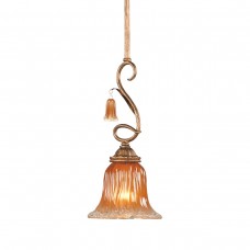Eurofase 13395-018 - Sorrento Collections -1-Light Mini-Pendant - Weathered Gold with Amber Glass - A19 Bulbs - E26 - 120V