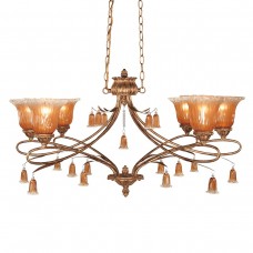 Eurofase 13398-019 - Sorrento Collections -6-Light Oval Chandelier - Weathered Gold with Amber Glass - A19 Bulbs - E26 - 120V