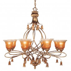 Eurofase 13399-016 - Sorrento Collections -8-Light Chandelier - Weathered Gold with Amber Glass - A19 Bulbs - E26 - 120V
