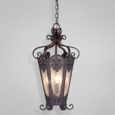 Eurofase 17477-017 - Lonsdale Collections - 3-Light Lantern - Aged Iron w/ Amber Glass - B10 Bulbs - E12 - 120V