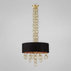 Eurofase 25613-025- Novello Collections - 4-Light Pendant - Black Cotton with Metallic Lining and Plated Rings - B10 Bulb